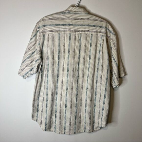 Nino Cerruti Short Sleeve Mens Button Up 100% Cotton Size Large Camp Shirt White - Picture 4 of 4